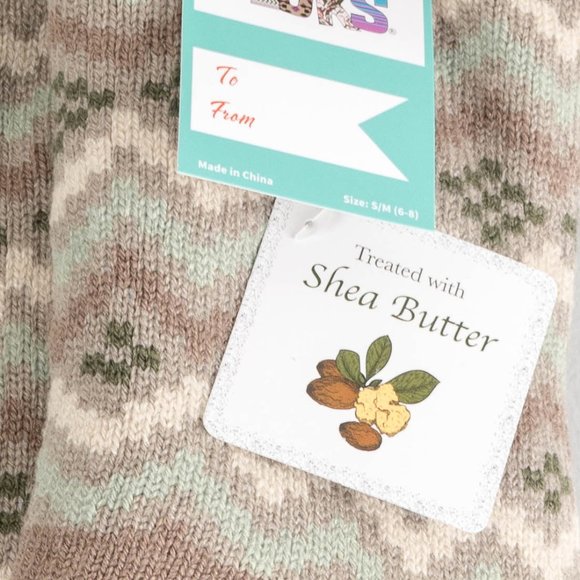 NWT muk lucks Faux Shearling Argyle Cabin Socks with SHEA BUTTER - small - Picture 2 of 2